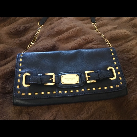 Michael Kors | Royal Blue Leather Gold Chain Shoulder Bag - Picture 2 of 11